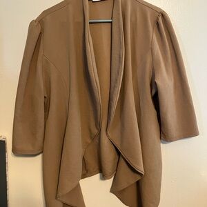 Doublju Taupe Brown Open-Front Draped Jacket